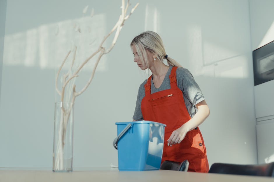 Professional cleaner smiling